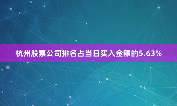 杭州股票公司排名占当日买入金额的5.63%