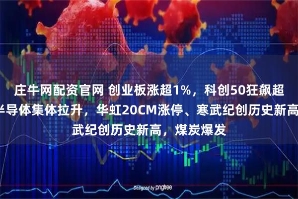 庄牛网配资官网 创业板涨超1%，科创50狂飙超5%，芯片半导体集体拉升，华虹20CM涨停、寒武纪创历史新高，煤炭爆发